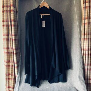 J. Jill PureJill Black Long Sleeve Waterfall Cardigan XL Pima Cotton Blend XL